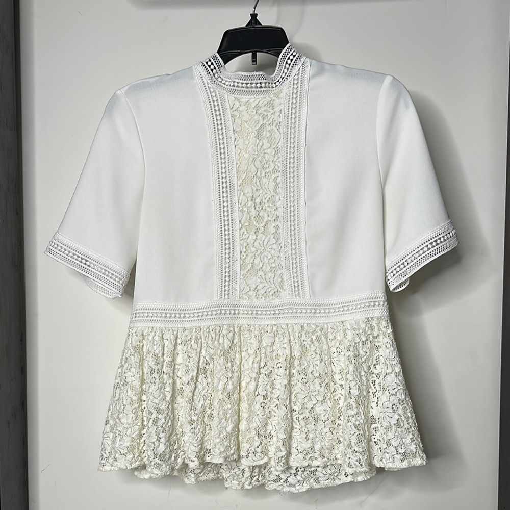 Zara Lace Short Sleeve Top